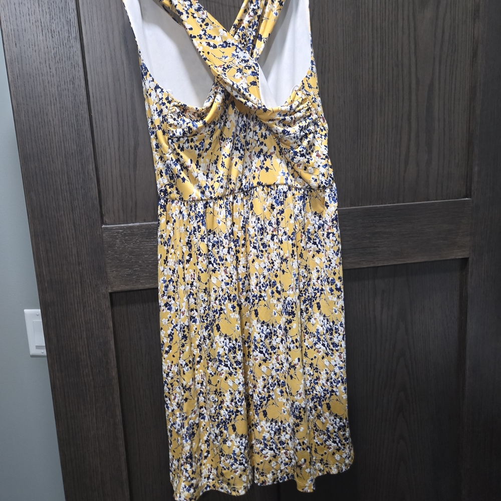 Yellow Floral Sleeveless Dress